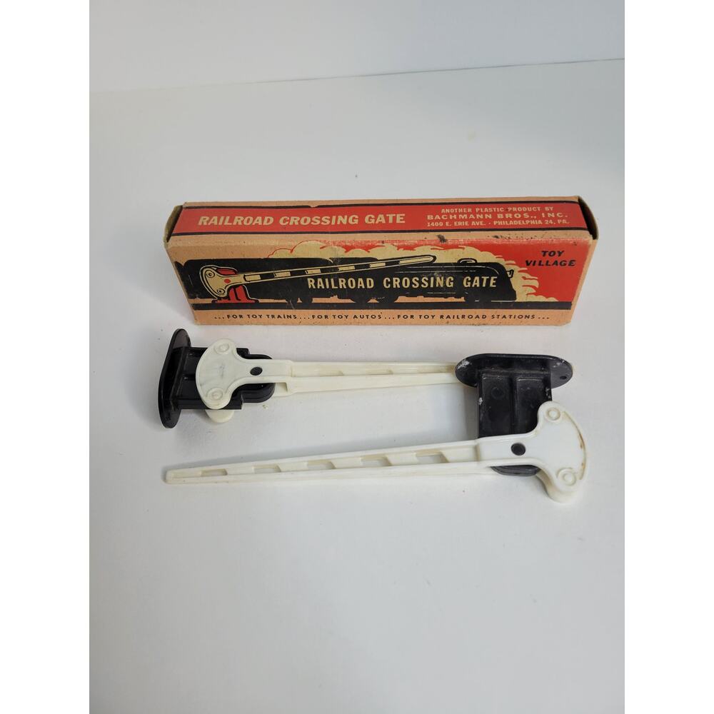 Vintage Toy Village Railroad Crossing Gate Model Train Toy Cars Railroad Station